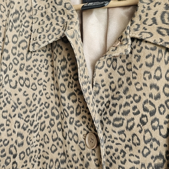 Vintage Y2k NEW Terry Lewis Genuine Leather Leopard Print Women's Jacket - Picture 6 of 6